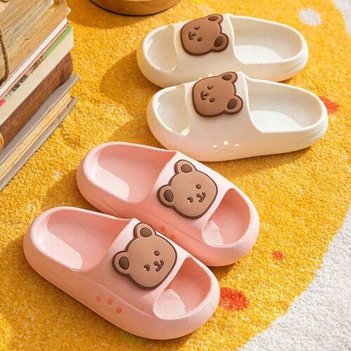 Cartoon Bear Kids Slippers Boys Girls Thick Sole Non-slip Be