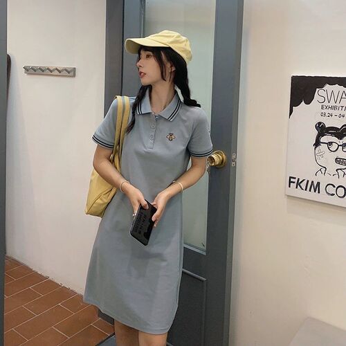 Womens dress summer  new slim POLO collar short-sleeved