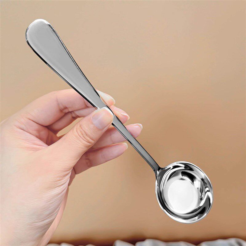 Stainless Steel Flat Bottom Spoon with Round Head, High Aest