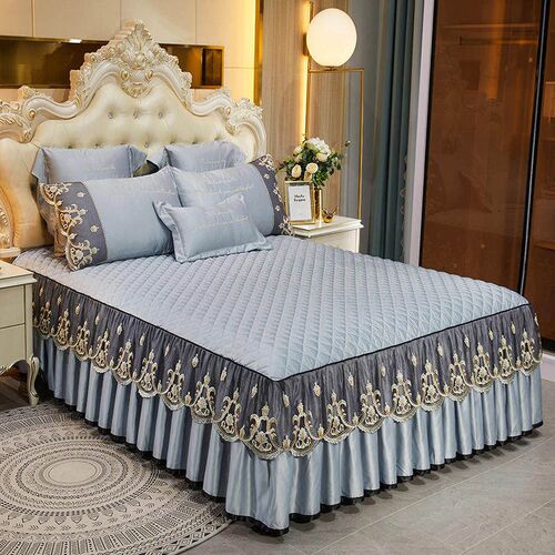 European Lace Quilted Bed Skirt Single Piece Three-piece Set