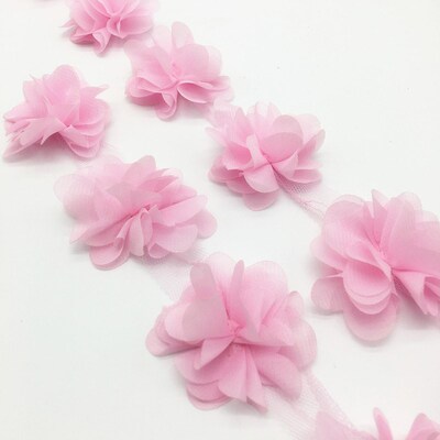 1yard 12pcs Flower Chiffon Cluster Flowers For Wedding Dress