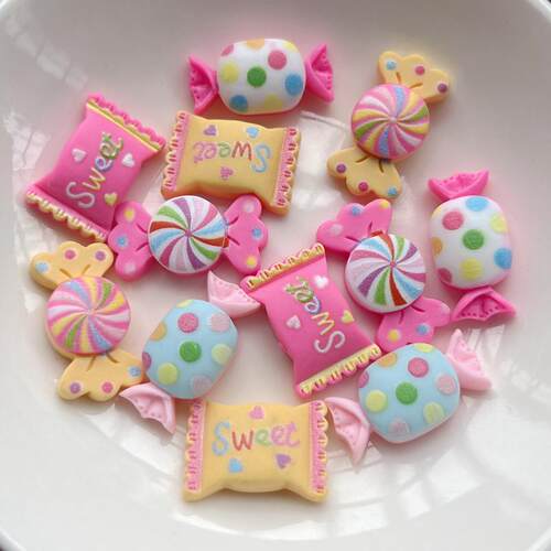 30PCS     Imitation candy resin gem accessories flat back cl