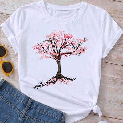 Fashion Clothes Summer Spring Flower 90s Tee Ladies Cartoon