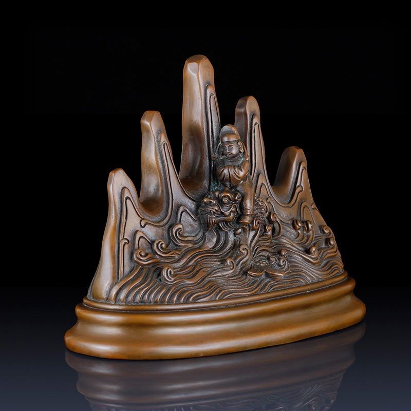 紫铜笔架摆件创意新中式桌面家居办公室桌面铜毛笔架装饰工艺礼品,家居饰品,桌面摆件,淘宝优惠券,粉丝福利购,淘宝优惠卷