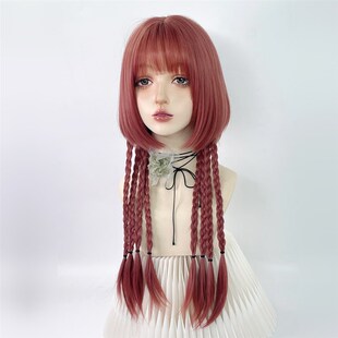 粉色假发水母头亚文化公主切二次元全头套女长直发lolita日常jk毛