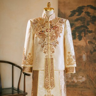 男士秀禾服2024新款中式接亲礼服唐装结婚男装龙凤褂大码婚服秀和