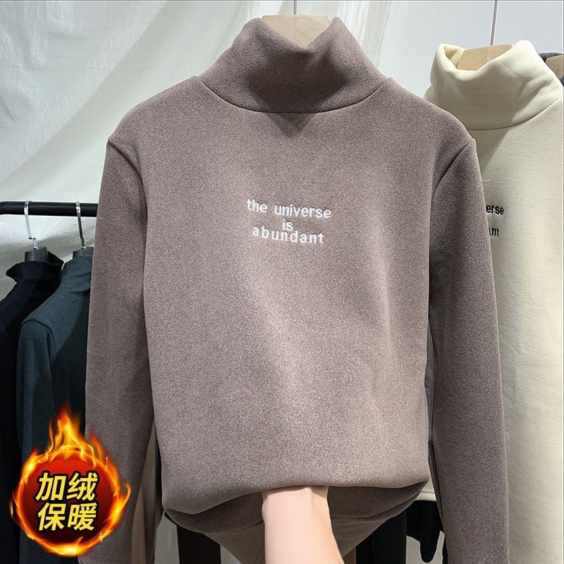 半高领双面德绒打底衫女内搭秋冬季宽松磨毛加绒加厚保暖长袖上衣,女装/女士精品,羊绒衫,淘宝优惠券,粉丝福利购,淘宝优惠卷