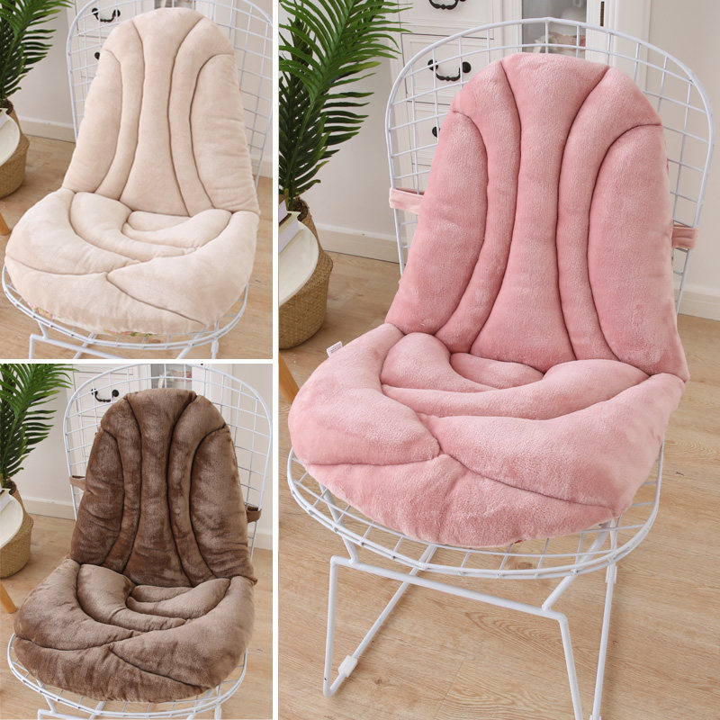 毛绒椅子玫瑰花连体坐垫靠垫一体垫子餐桌凳子垫冬季加厚电脑椅垫