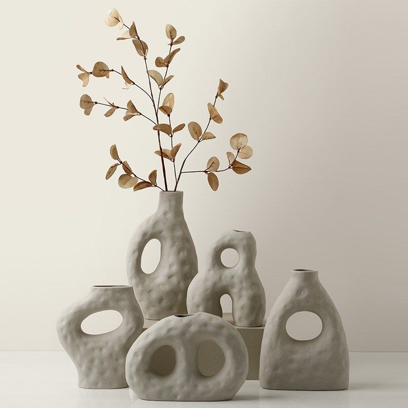 侘寂风素胚景德镇陶瓷花瓶摆件家居民宿网红复古软装饰品干插花器,家居饰品,花瓶,淘宝优惠券,粉丝福利购,淘宝优惠卷