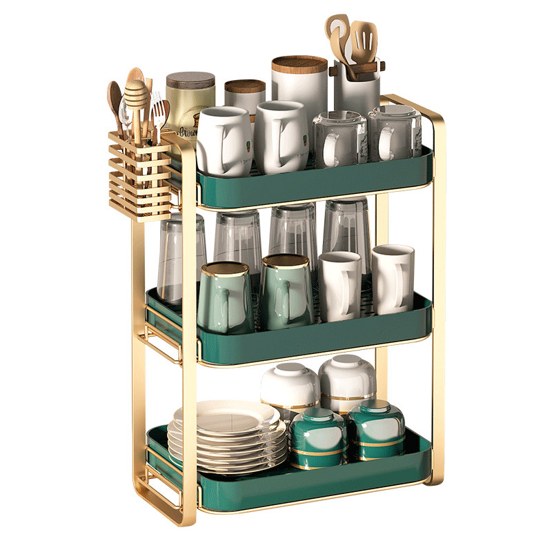 杯子收纳置物架玻璃杯架子沥水放杯子置物柜桌面家用分层架收纳盒