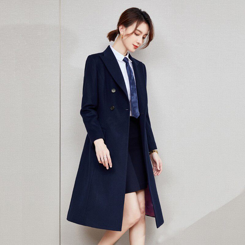 工作服大衣女冬职业中长款空姐修身售楼部毛呢大衣女气质工装高端