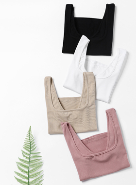 夏季黑色露脐上衣女紧身短款高腰低领打底衫内搭性感u领短