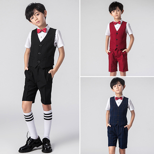 儿童礼服马甲套装毕业男童小西装主持人演出服装钢琴花童婚礼西服