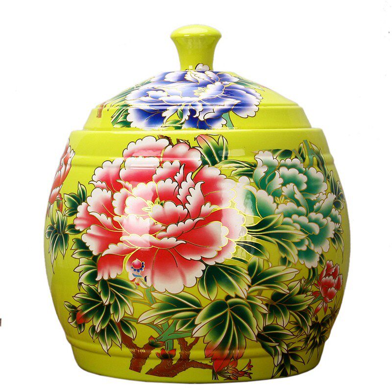 家用陶瓷米缸米桶带盖20斤30斤50斤油罐茶叶水缸面缸腌肉泡菜坛子