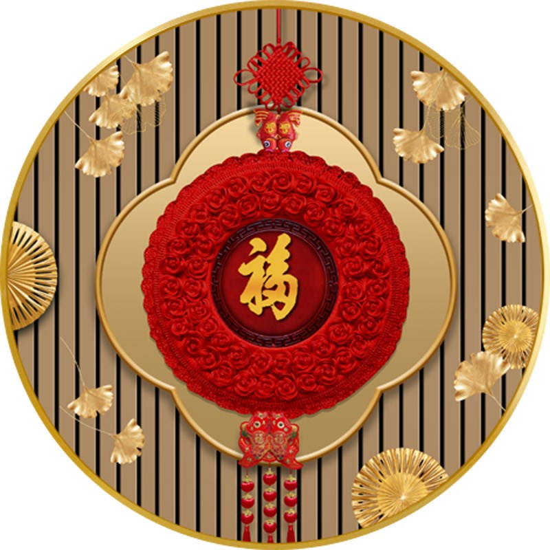 福字玄关装饰画新中式中国结走廊过道挂画led灯画玄关发光壁画