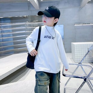 男童秋冬装黑色半高领打底衫2024新款内搭上衣儿童保暖长袖T恤潮