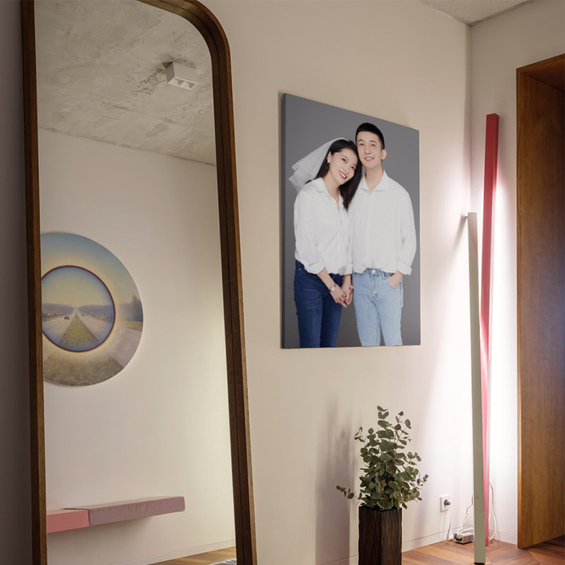 无框画定制婚纱照摄影相片高级油画布艺术微喷打印照片放大挂墙