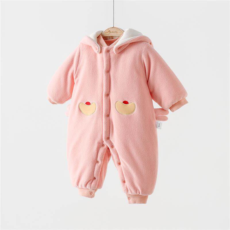 婴儿连体衣冬装加厚保暖240g恒温棉男女宝宝棉服连帽外出服过年服