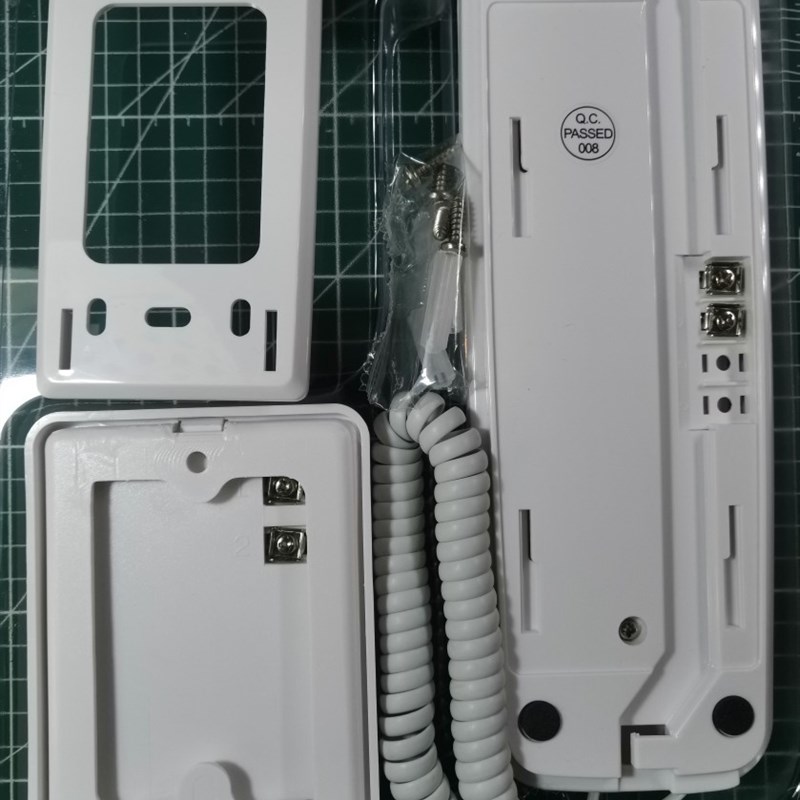 对讲门铃话机装电池直流电家用有线汽车通话套装白色呼叫电话接线