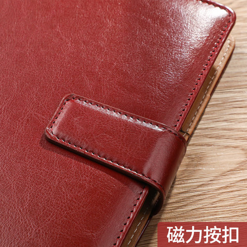 a5活页笔记本子商务复古办公精致皮面搭扣记事本加厚活页夹带环可
