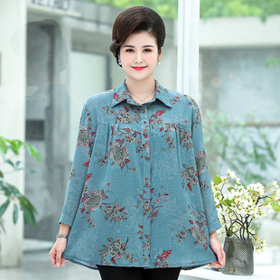 女装 上衣春夏装 衬衫 开衫 特体奶奶200斤胖妈妈装 中老年加肥加大码
