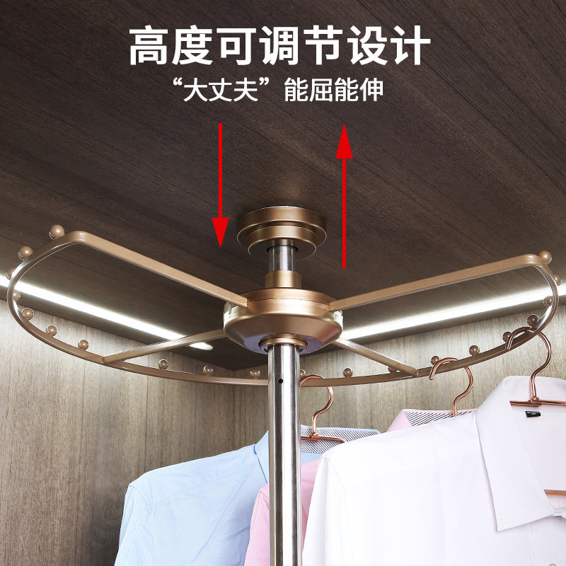 转角衣柜挂衣杆旋转衣架衣橱拐角内置挂衣架柜内横杆衣通五金配件