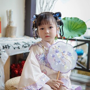 女童汉服秋冬古风云肩公主紫色高端马面裙仙气飘飘套装明代国风