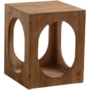 复古做旧实木沙发边几侘寂风网红民宿收纳角几极简客厅茶几床头柜