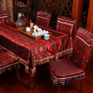 竹月阁织锦缎桌布婚庆台布餐桌布椅子套布艺桌旗中式