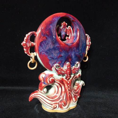 神垕钧瓷手工摆件《五福临门》窑变家居饰品陶瓷工艺品客厅博古架