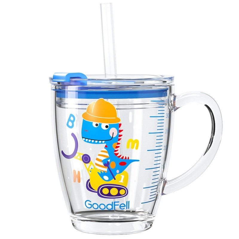 儿童牛奶杯冲奶粉专用宝宝早餐喝奶玻璃杯带刻度水杯可微波炉加热