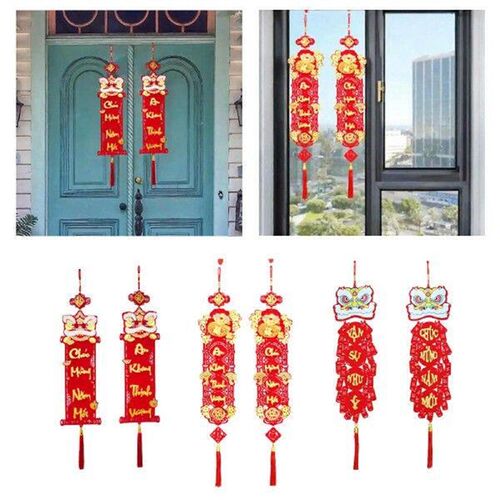 Vietnamese New Year Red Hanging Couplets Door Sign Decor