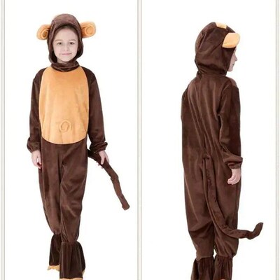 Family  Animal Cos Jumpesuit Brown Monkey Cosplay Set Unisex