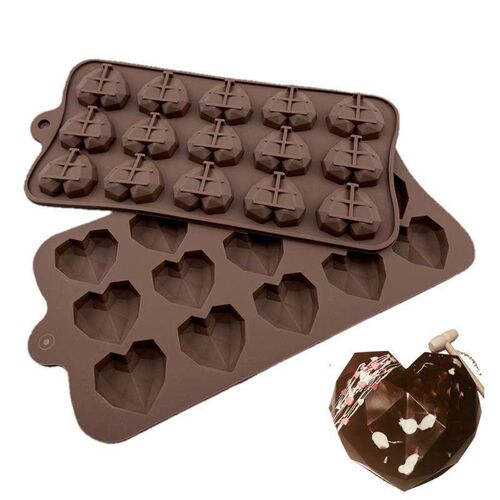 2022 New Heart Chocolate Molds 15 Cavity Diamond Love Shape