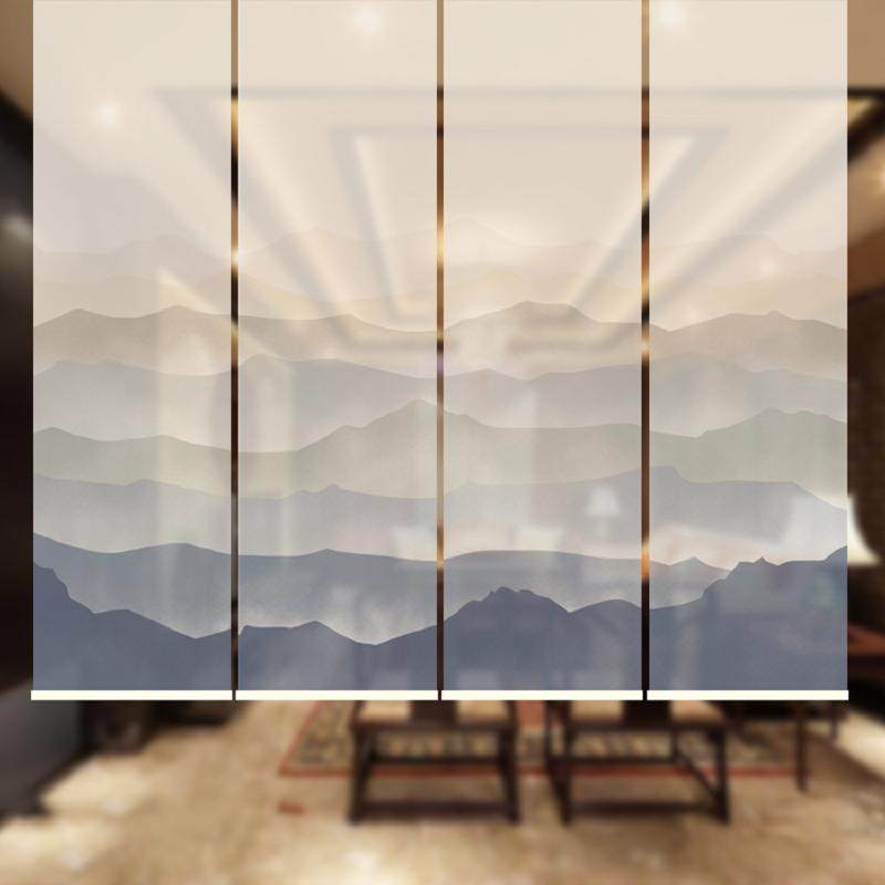 现代中式远景山峰屏风隔断定制古典国风书房客厅卧室遮光卷帘,居家布艺,卷帘,淘宝优惠券,粉丝福利购,淘宝优惠卷