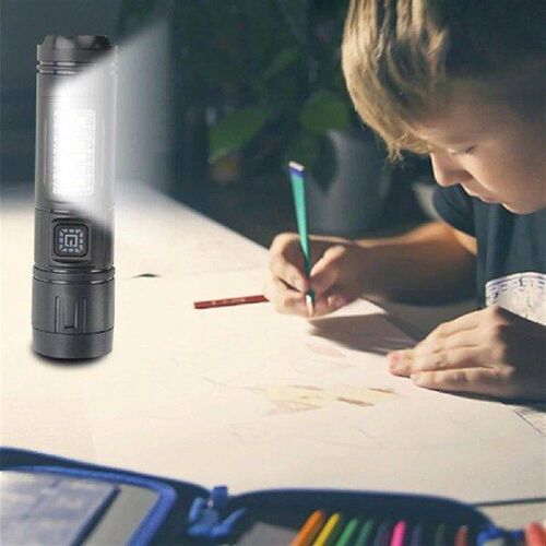 LED Flashlight Rechargeable Torch With Side Light Flash