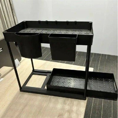 2 Tier Under Sink Organizer Sliding Cabinet Basket
