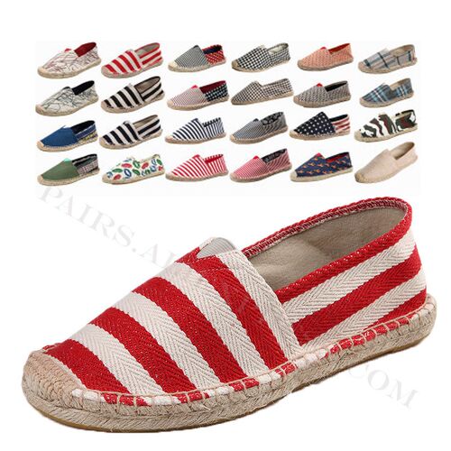 New Summer Linen Breathable Casual Flats Women Mens Espadri