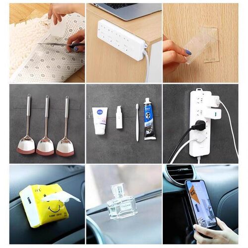 Wall-mounted adhesive cable organizer for power strips and s