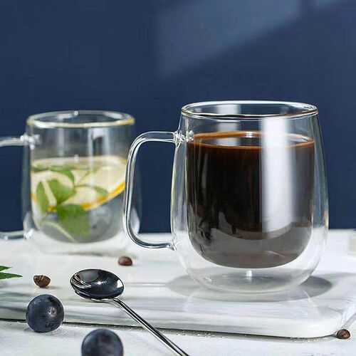 Double Coffee Mugs With the Handle Mugs Drinking Insulation