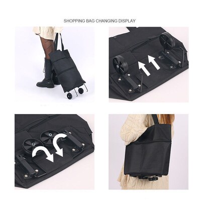 Foldable Grocery Shopping Cart Food Organizer Trolley Bag O