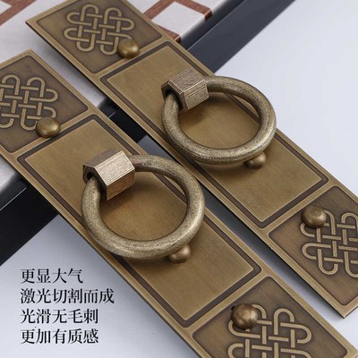 中式仿古纯黄铜木门拉手门环老式房大门铜拉环免打孔庭院门铜把手