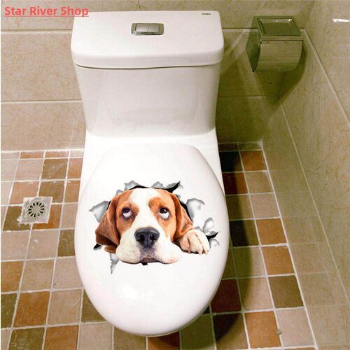 Lovely Cat Dog Toilet Stickers Home Decoration Diy Funny Car