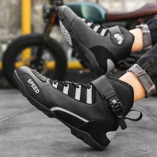 2024 New Motorcycle Boots Men Leather Motos Breathable Anti