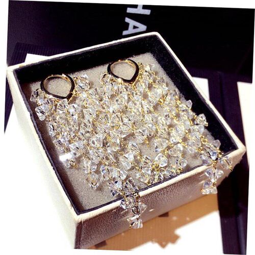 JUWANG Super Fashion Shine Glamour Crystal Temperament Earri