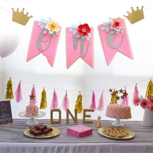 Baby Girls 1st Birthday Party Highchair Banner Summer