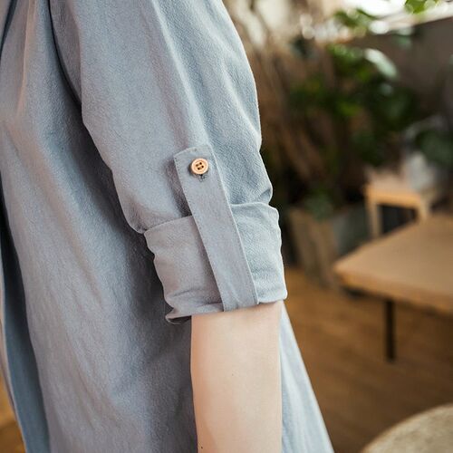 Hanfu Mens Linen at Chinese Style Long-sleeved Mens Loose