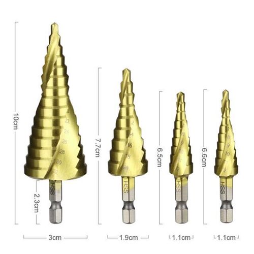 4Pcs HSS drill bit Titanium Cone Drill Hole Cutter Bit Multi