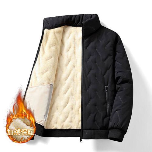 Fleece-lined Thickened Coat Mens Autumn And Winter Lamb Fle