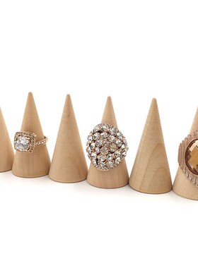 5Pcs/Set Ring Organizer Wooden Cone Creative Ring Holder Jew